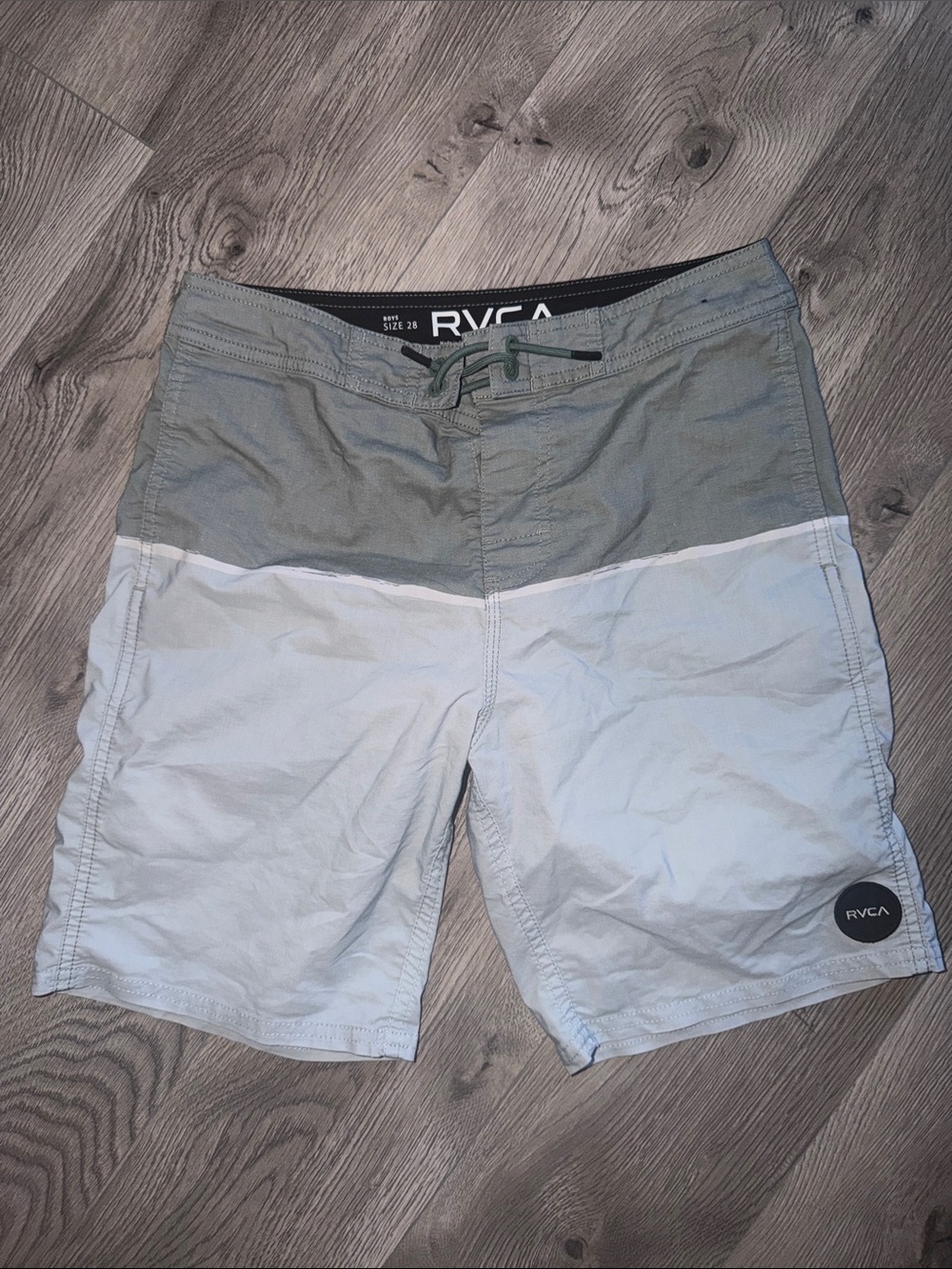RVCA Two-Tone Olive and Light Gray Board Shorts